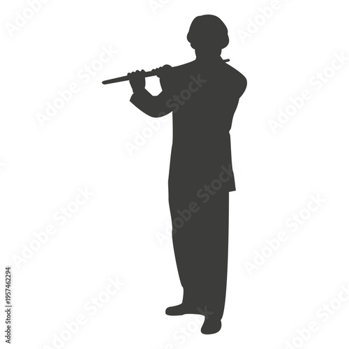 Flutist musician silhouette