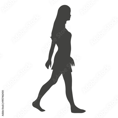 Girl walking barefoot silhouette