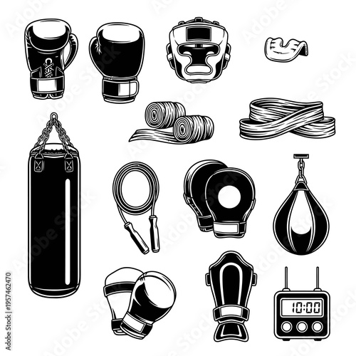 Boxing Training Gear and Martial Arts Equipment Collection