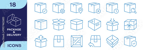 Warehouse logistics, stockroom inventory, distribution center and storage line icon set. Out of stock and procurement, boxes on rack and pallet thin black and red outline symbols vector illustration