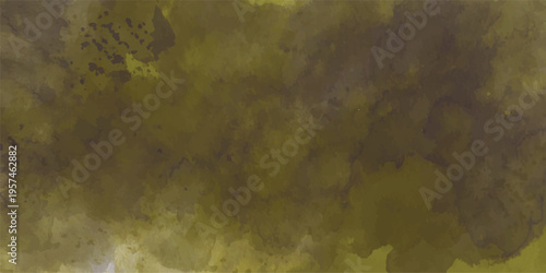 Abstract olive green and brown watercolor background with grunge texture.