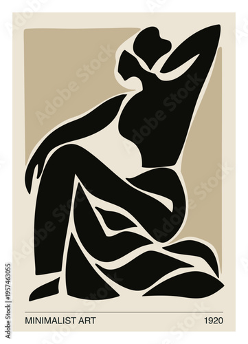 Abstract Minimalist Female Figure Poster, Modern Matisse Style Illustration