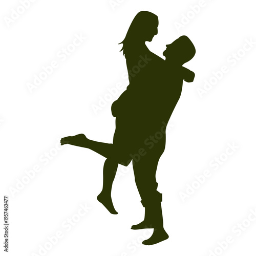 Man picking woman silhouette