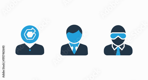 User profile icons: personal settings, user interface, avatar, cybersecurity, masked user, digital identity, account management