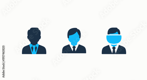Business team icons: silhouette of professionals in suits, representing collaboration, hr, and corporate environment, human resources