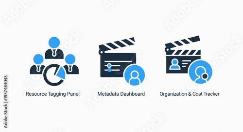 Icons for account logging and history, production, and organization charts - vector, pie chart
