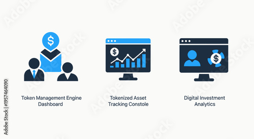 Financial growth and investment icons: management, analytics, and investment tracking