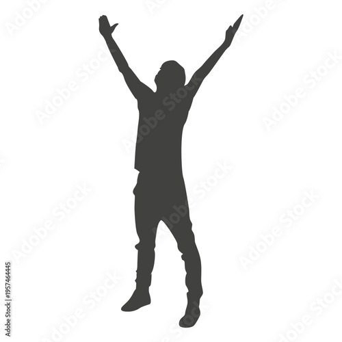 Raising hands celebration silhouette