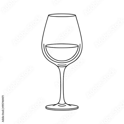 A wine glass with a small amount of liquid Vector, illustration