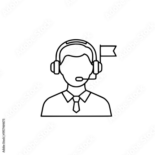 Customer service representative wearing a headset Vector, illustration