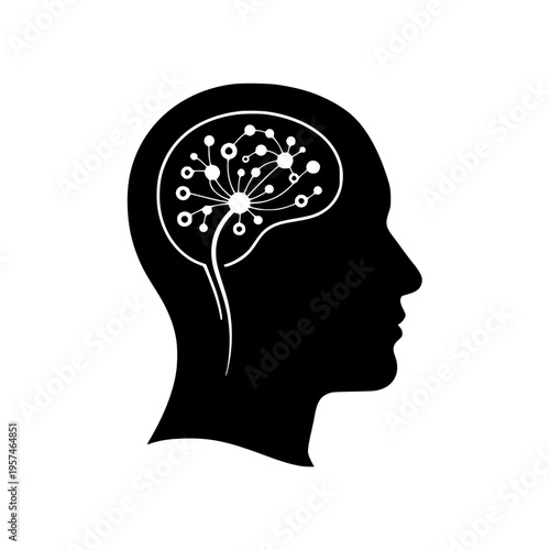 A human head with a brain made of neurons Vector, illustration
