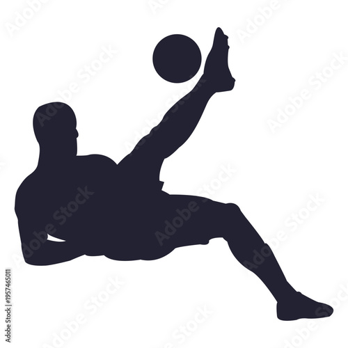 Soccer player kicking ball upside down