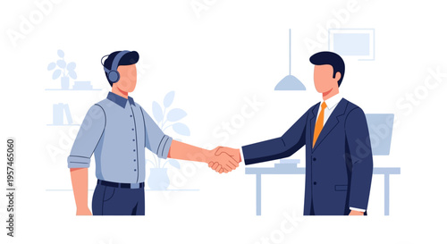 Professional Business Handshake - Collaboration, Partnership, and Agreement Between Two Men