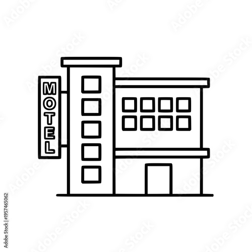 A simple line drawing of a motel building Vector, illustration