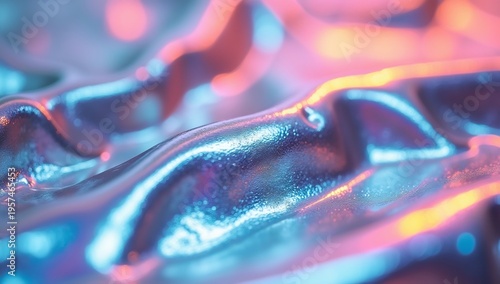 Abstract Holographic Texture with Neon Light Reflections.