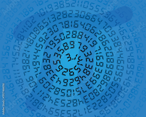 Abstract spiral pi digits background symbolizing infinity mathematics and data flow
