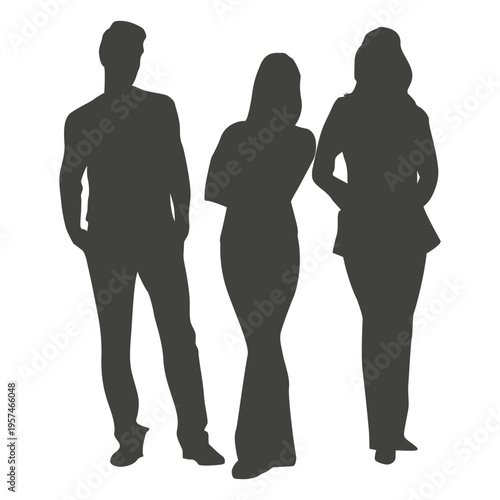 Three people group silhouette
