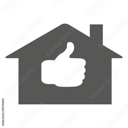 Thumbsup house icon silhouette