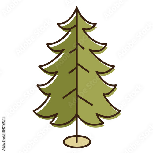Christmas tree curled branches cartoon icon 14