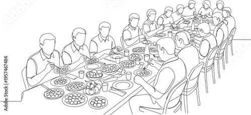 people sitting around table eating