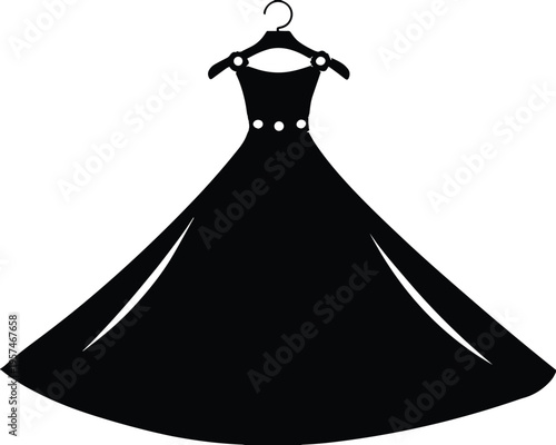 elegant dress silhouette on hanger – evening gown vector .