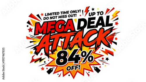 Mega Deal Attack Sale Banner with 84% Off
