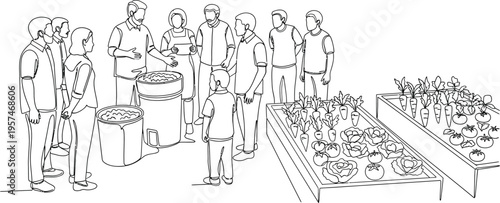 Farmers inspecting crops in a field