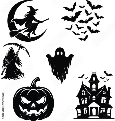 Spooky Ghost Silhouette Flying Phantom Spirit Icon