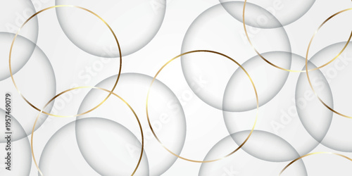 White abstract background with hollow effect and luxurious golden circle line decoration. Modern and elegant vector design for cover, banner, brochure, certificate. VOL. 4
