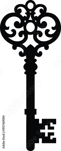 Photos Skeleton Key Silhouette - Vintage Antique Security Icon