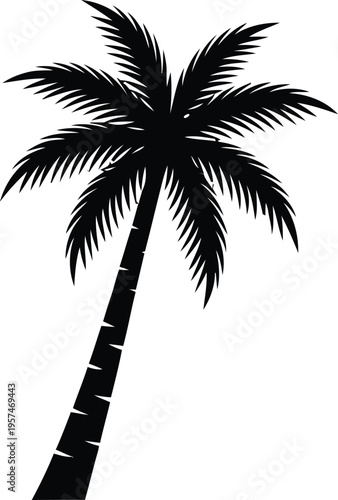 Tropical Palm Tree Silhouette Summer Vacation Icon