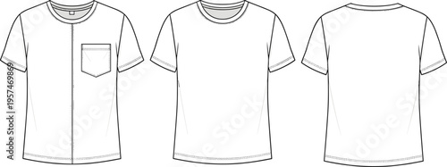 long sleeve polo shirt mockup, front back views, button placket design, casual apparel template, realistic clothing garment illustration set