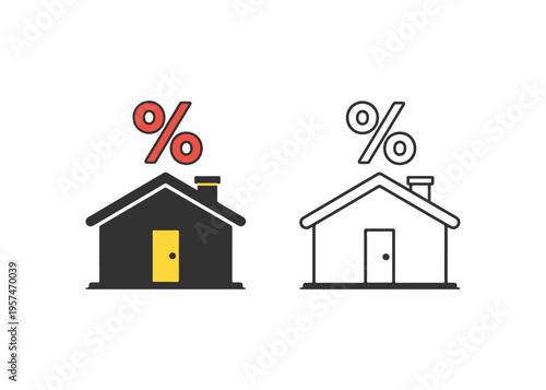 house with interest flat icon set
Vector flat icon set isolated on a white background