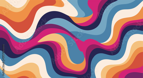 Vibrant Colorful Abstract Wavy Flowing Lines Background Pattern