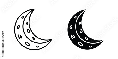 crescent moon phases waxing and waning black and white vector illustration
