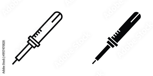 syringe and fountain pen side by side flat design vector illustration