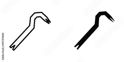 minimalist black walking cane flat design vector illustration