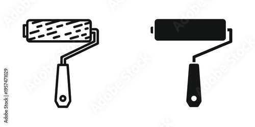 paint roller and brush set isolated flat design vector illustration