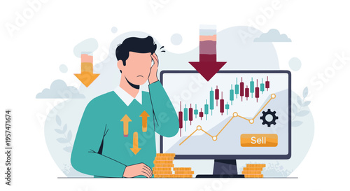 Businessman facing stock market downturn and investment losses