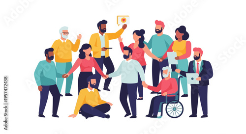 Diverse Community Group Illustration: Collaboration, Inclusion & Support