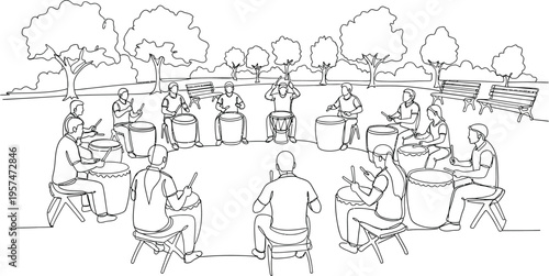 people sitting in park, outdoor meeting