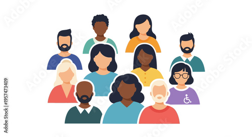 Diverse Group of People Icons: Multicultural Community, Teamwork & Inclusion. Avatar Set Representing Modern Society, Users, & Social Network Profiles.