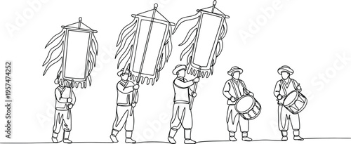 musicians playing drums and umbrellas