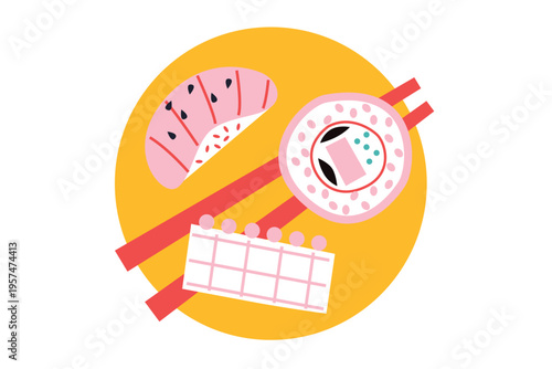 Sushi, Wok Noodles, Street Food Banner Collection for Restaurant Advertising