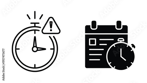 Timely organization icons for urgent scheduling and time management
