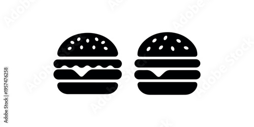 Hamburger vector icon set, hamburger icon for website or app, burger flat vector icon for food apps, burger flat vector icon for restaurant menu