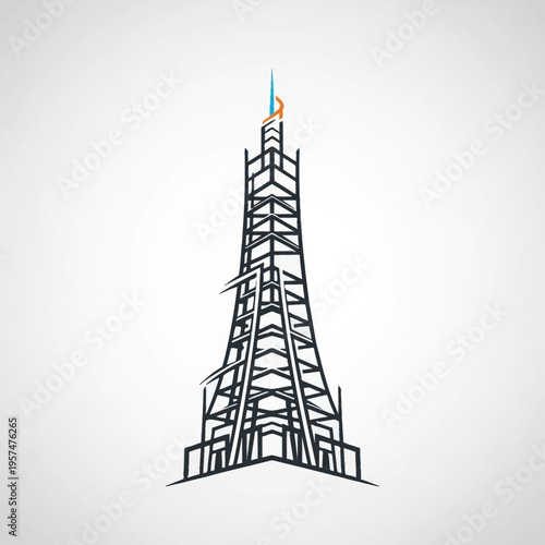 Modern Outline Skyscraper Tall Building Architectural Structure Illustration