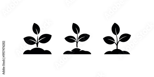 Plant vector icon set, plant icon for gardening apps, plant flat vector icon for nature apps, plant flat vector icon for ecological apps