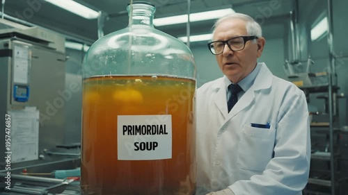 Scientist with the primordial soup.