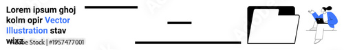File organization, document review, data management, analysis, digital workflows, information storage. A person interacting with a folder. File organization and document review simplified
